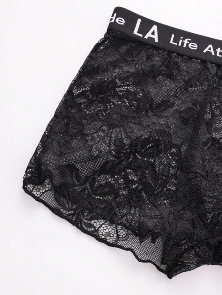 Men's Sexy Lace Trunk  With Letter Waistband